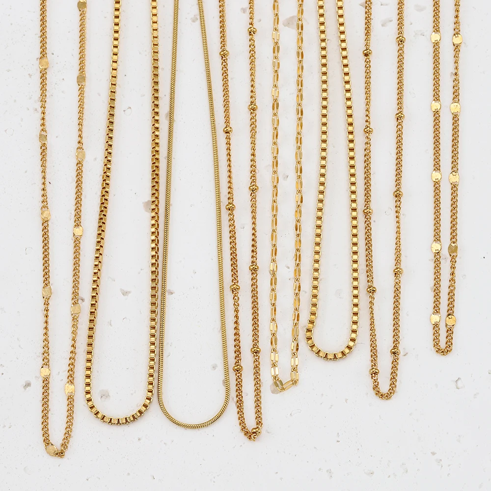 5 Stück 45cm+5cm Kette mit Karabinerverschlüssen, Edelstahl-Perlenkette, Halsketten-Basisketten für DIY-Schmuckherstellung, kein Verblassen – Detail 1
