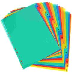 20 Pcs A4 Separated Loose Leaf Plastic Dividers Classification Tabs File Number Notebook Index Pp Binder Notepad Markers