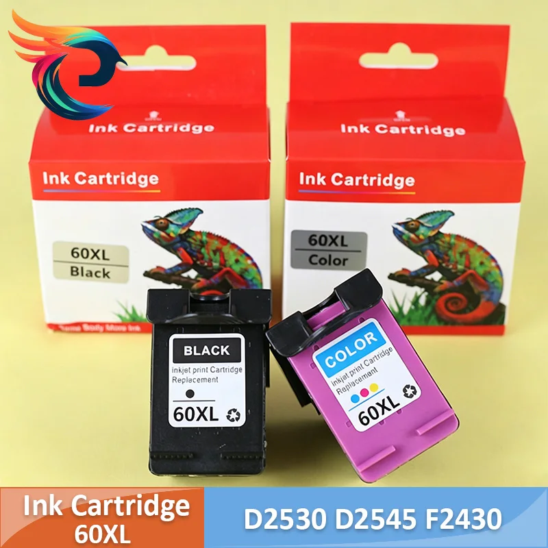 

60XL Compatible Ink Cartridge Replacement for HP 60 60XL High Yield Black Tri-Color DeskJet D2530 D2545 F2430 F4224 F4440 F4480