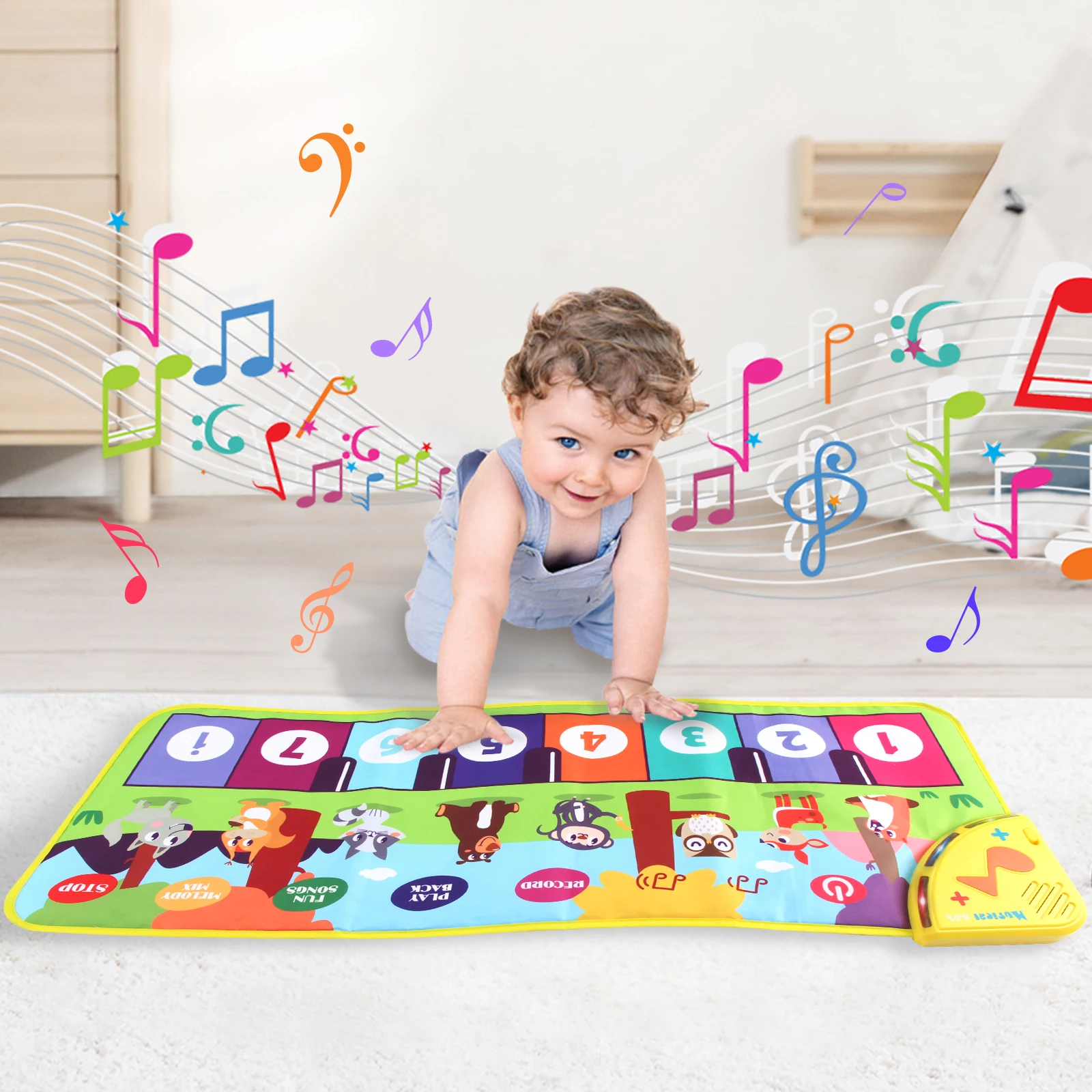 Coolplay Kid Multifunctional Music Piano Mat Toddler Floor Baby keyboard Dance Mat 8 Animal Sounds Educational Toys for Kid Gift