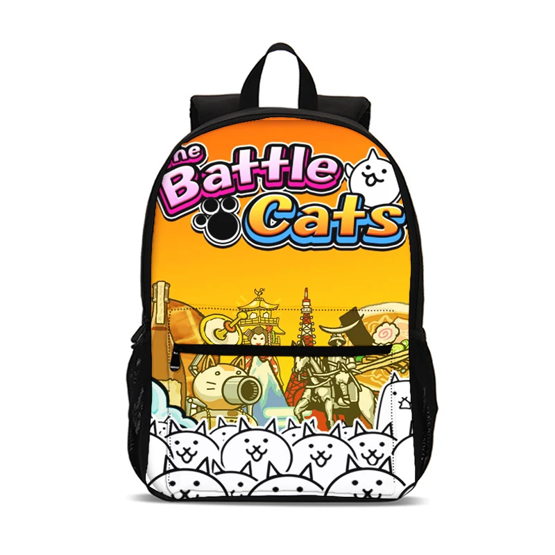 حقيبة ظهر The Battle Cats مقاس 47 سم/18.5 بوصة حقيبة مدرسية ذات سعة كبيرة حقائب كتب للطلاب حقيبة ظهر للكمبيوتر للبنين والبنات أفضل متحركة