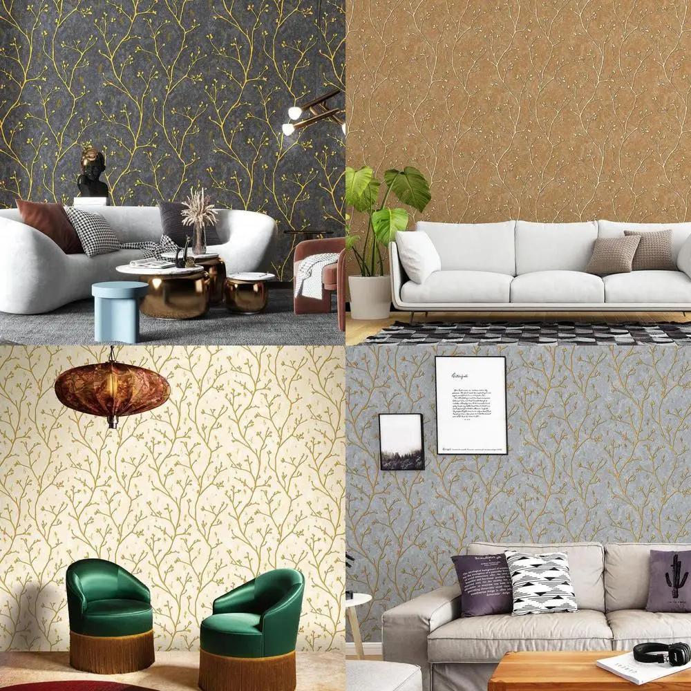 

3D современные минималистичные обои с листьями ветки дерева, водонепроницаемые обои с тиснением из ПВХ для гостиной, спальни, заводской запас