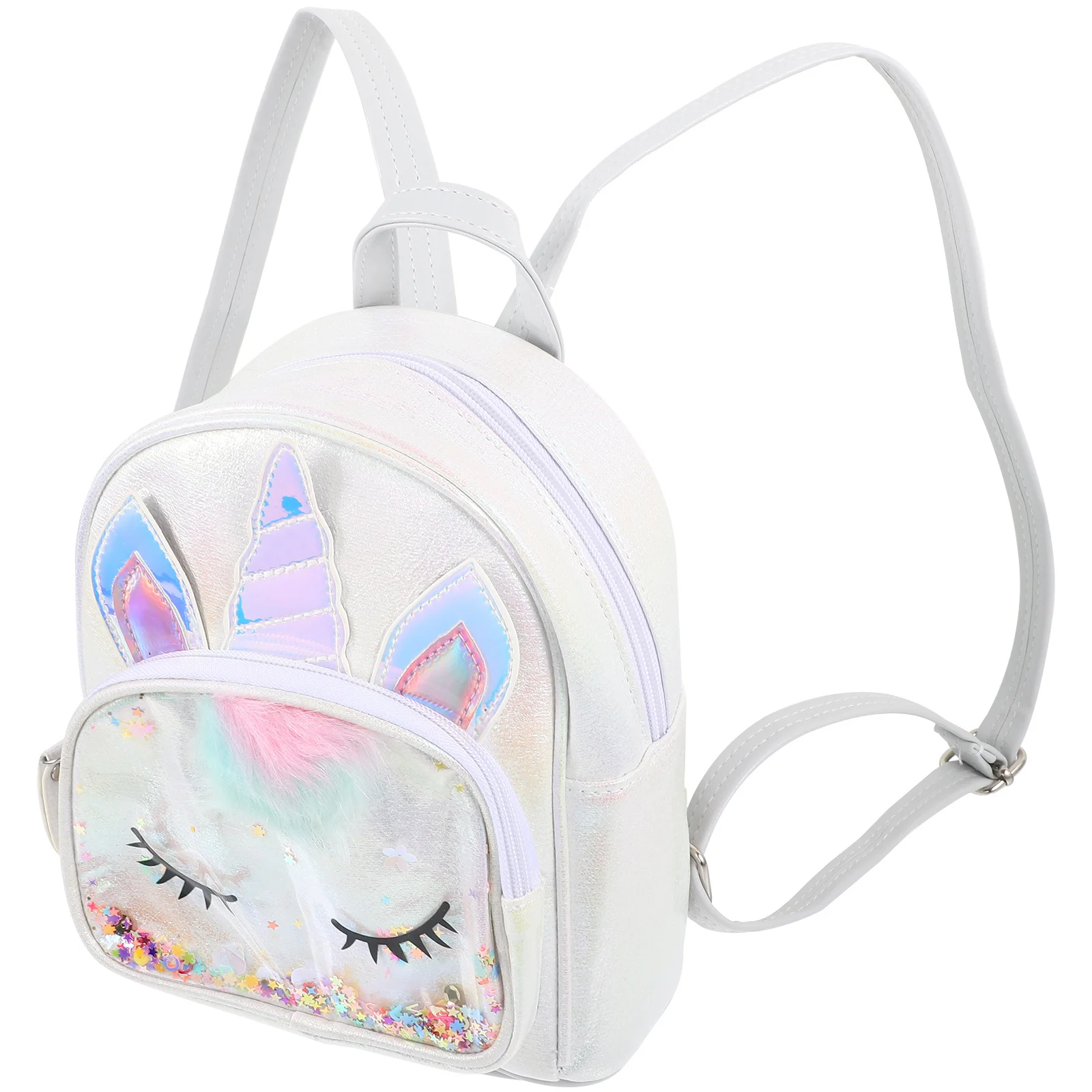 

Sequin Unicorn Backpack Silver Shiny Fashion Casual Travel Small School Bag Lightweight Satchel Student Bookbag