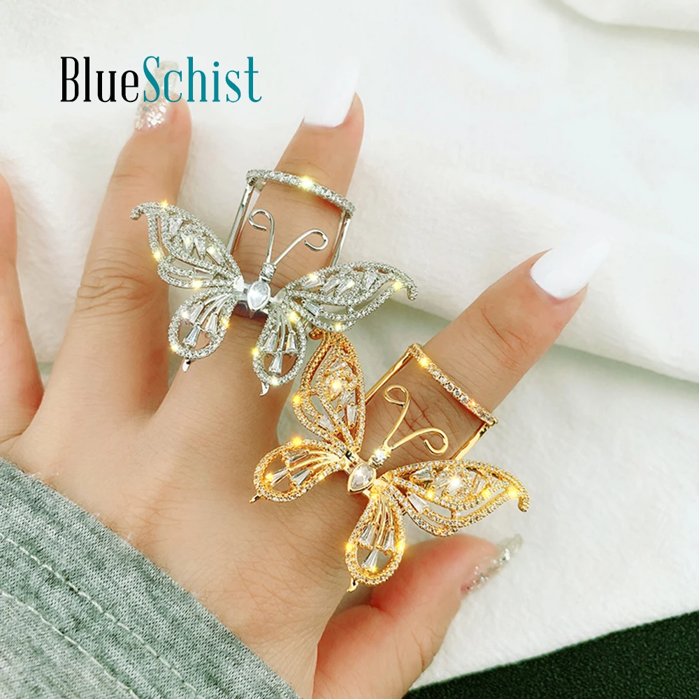 High Quality Luxury Movable Wings Butterfly Statement Women Ring Personalized Costume Jewery Finger Rings for Engagement Wedding