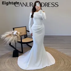 Eightale Boho Wedding Dress Customized Strapless Long Sleeves White Ivory Stretchy Mermaid Bridal Gown Vestido De Noiva