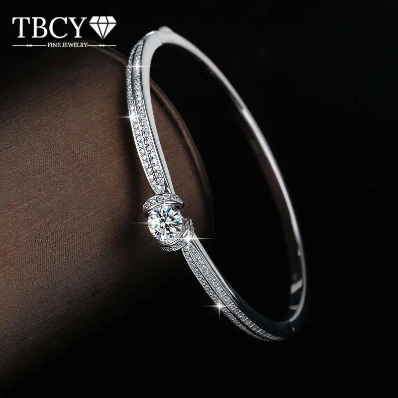 

TBCYD 1,76 карата браслет из муассанита настоящий браслет с муассанитом и бриллиантами для женщин, роскошный свадебный браслет из серебра 925 пробы, свадебный браслет