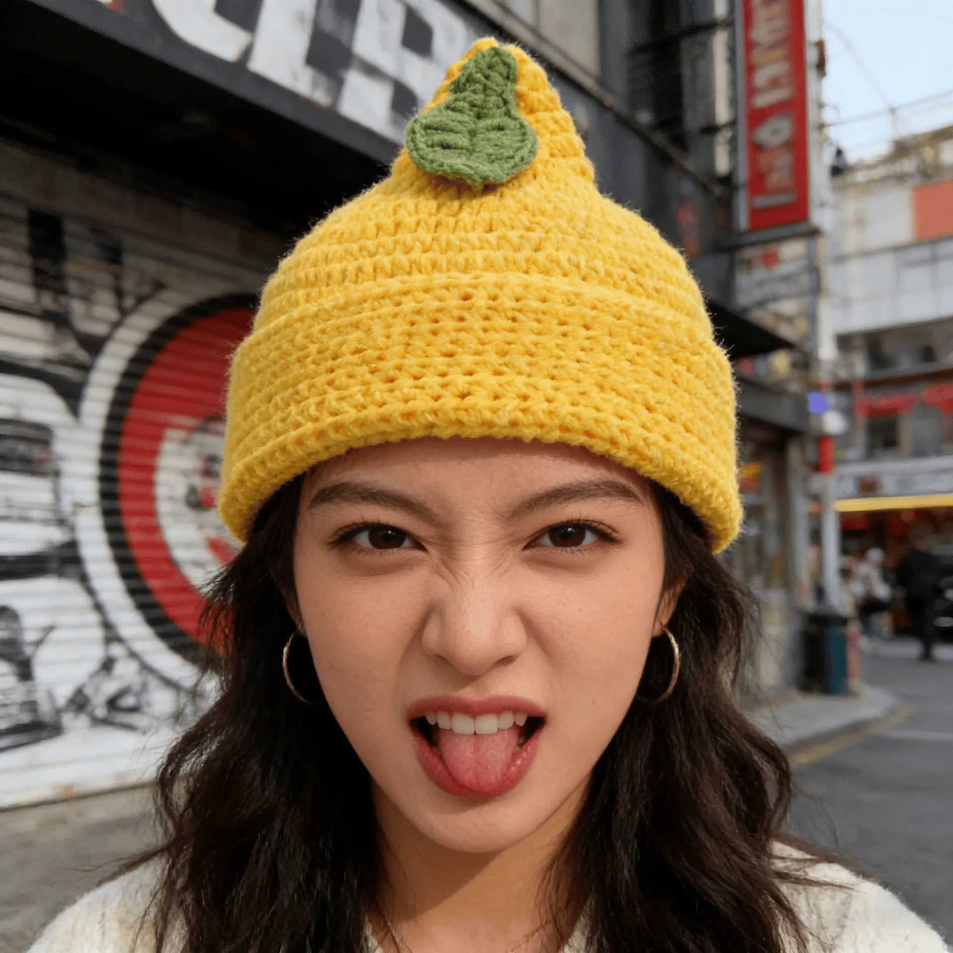 Unisex Handmade Crocheted Hats And Hats With Orange, Lemon, Orangefunny Shapeshollowed Out And Folded Knitted Pullover Hats
