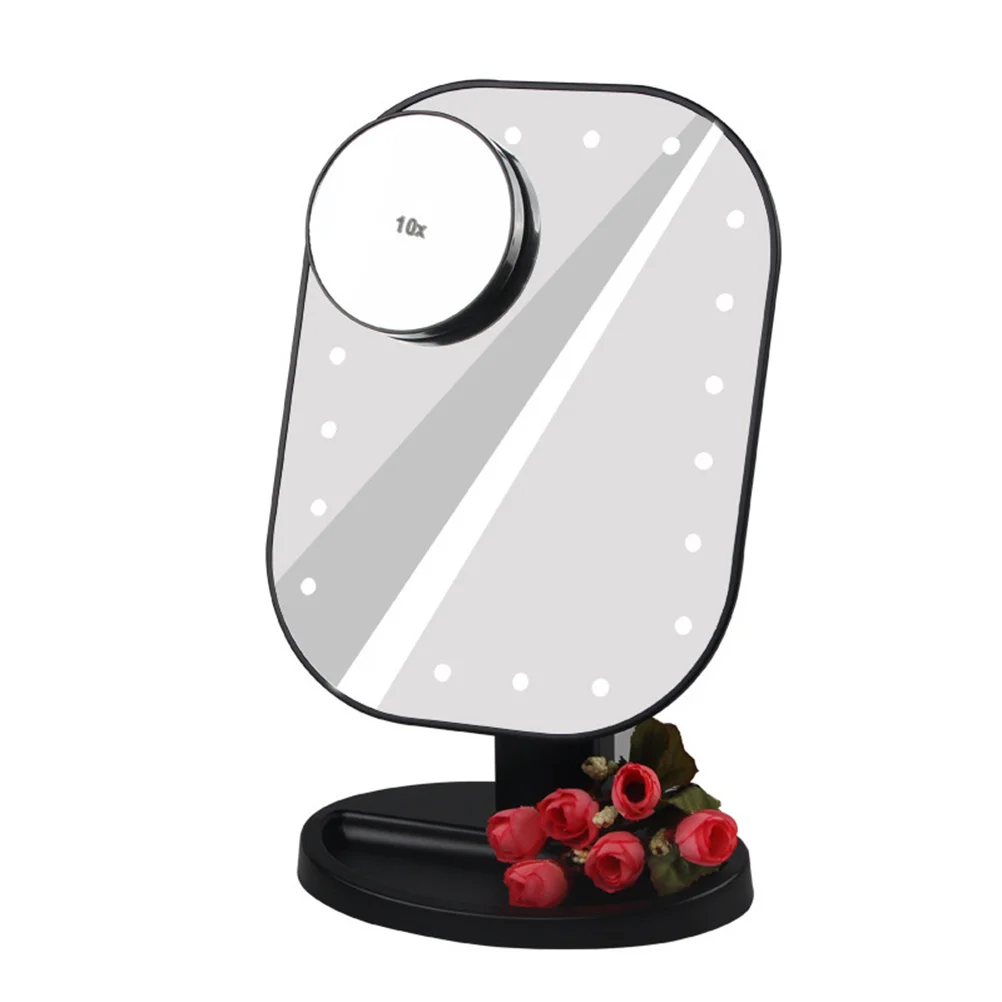 

Beauty Mirror 10X Magnifying Black LED USB Powered Make Up Mirror Touch Sensor Adjustable Stand Time Memory Function