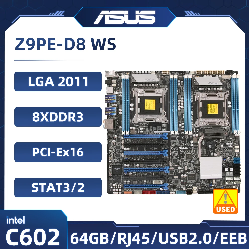 

﻿ Серверная материнская плата ASUS Z9PE-D8 WSLGA 2011 DDR3 Intel C602 7 × PCI-E X16 USB3.0 EEB Поддержка процессоров Intel Xeon E5-2690 E5-2600