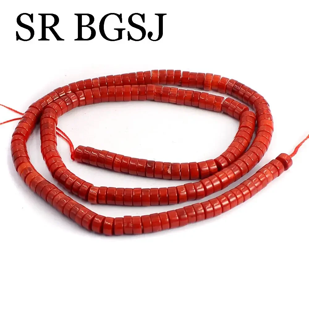 2x4mm Keshi Sardi Rondelle Beaded Jewelry DIY Loose Real Genuine Natural Orange Red Coral Beads 15