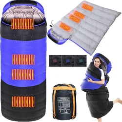 -5℃ USB Heated Sleeping Bag Winter Wearable Adult Electric Thermal Warm 4 Season Outdoor Camping Hiking Traveling(NO Power bank