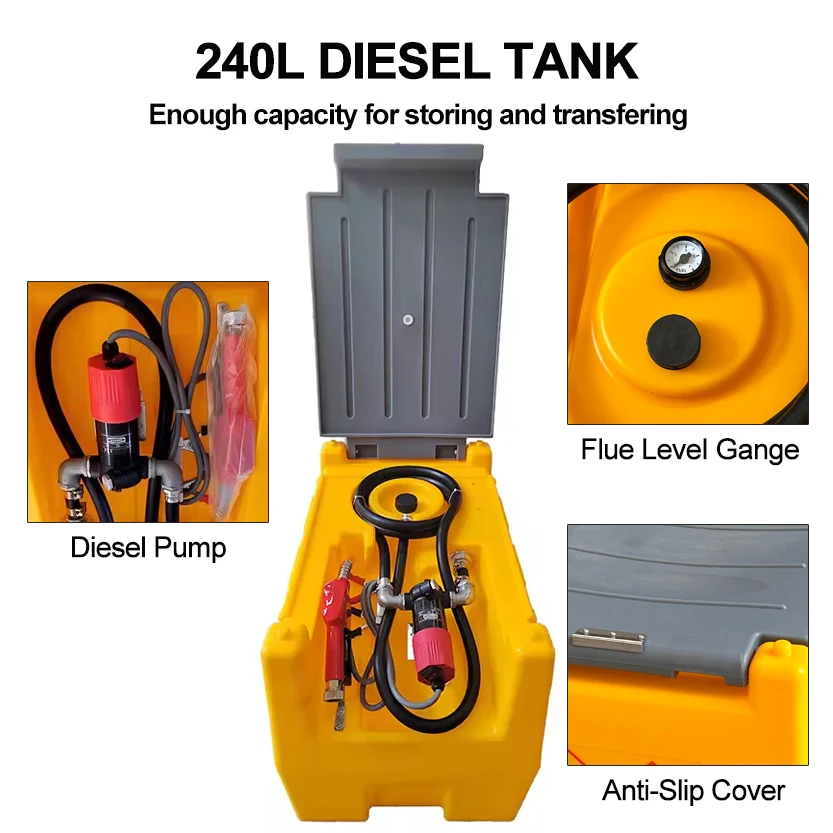 -Sumac Portable Plastic 240L 480L Fuel Tank With Automatic Dispensing Nozzle Pump Kit On-Site Refueling Sale for Uruguay