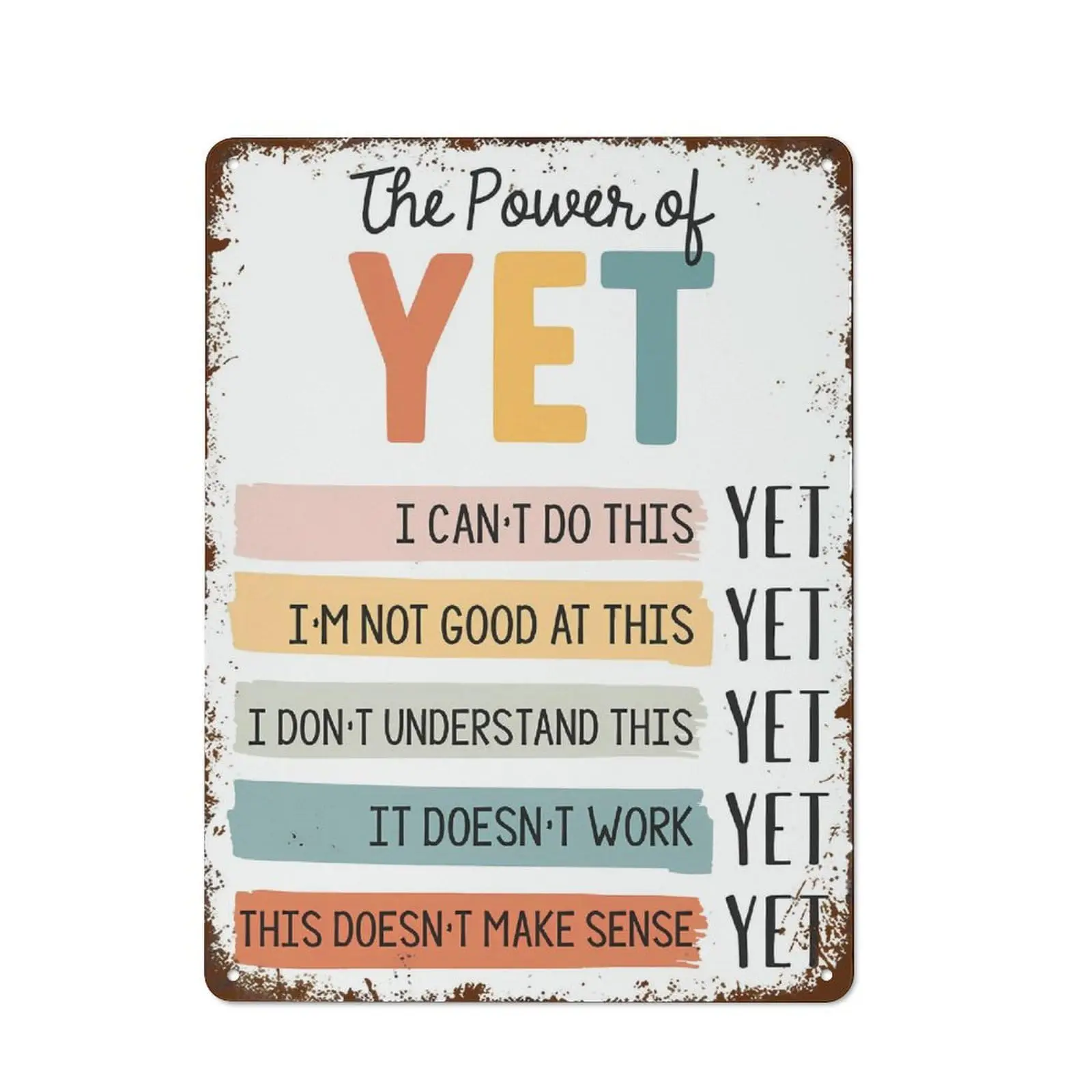 The Power of Yet Poster Motivational Wall Art Growth Mindset School Office Classroom Teacher Deco Vintage Tin Sign Vintage Metal