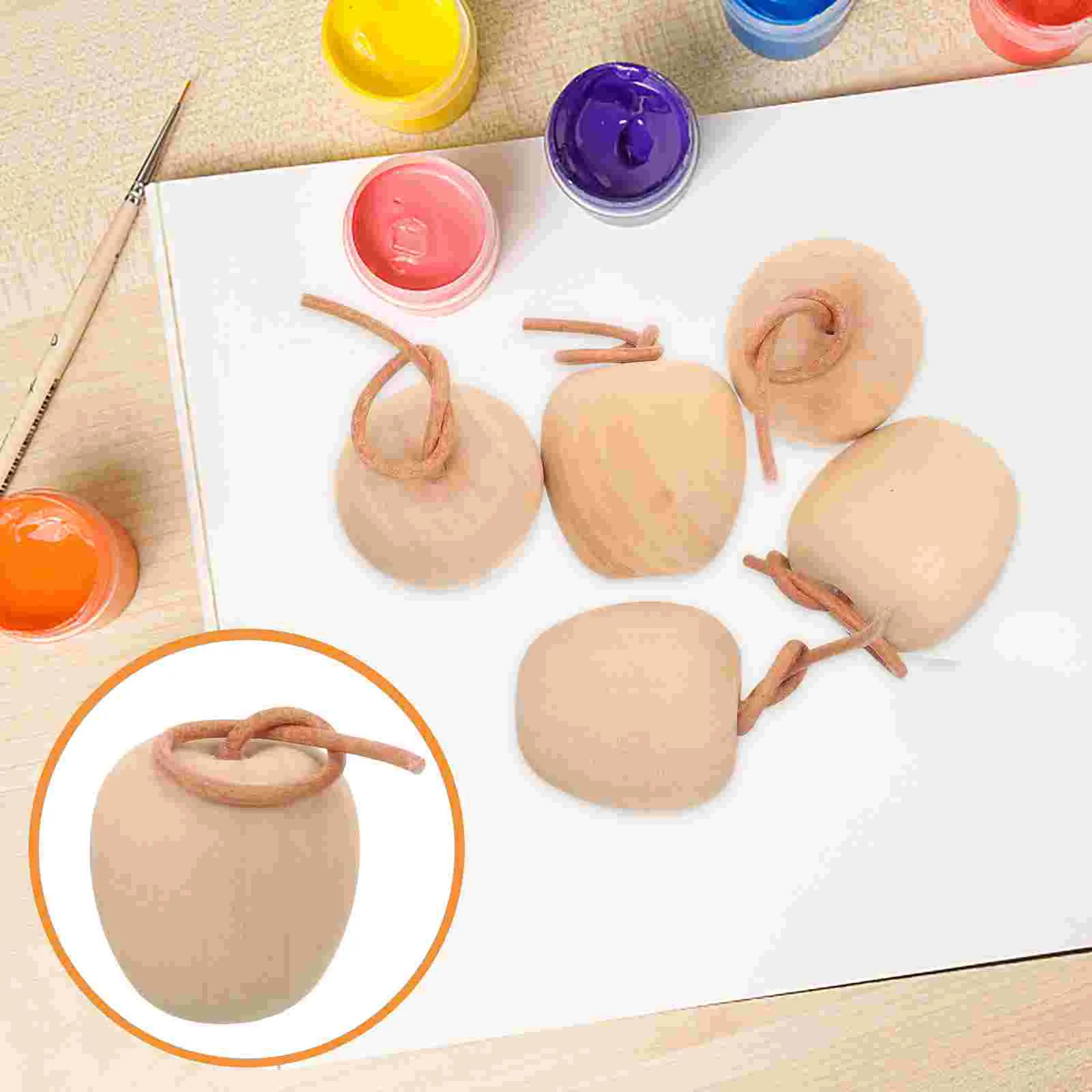 

5 Pcs Painted Children's Toys Wood Painting Apples Mini Decor Wooden Shapes Model Ornaments