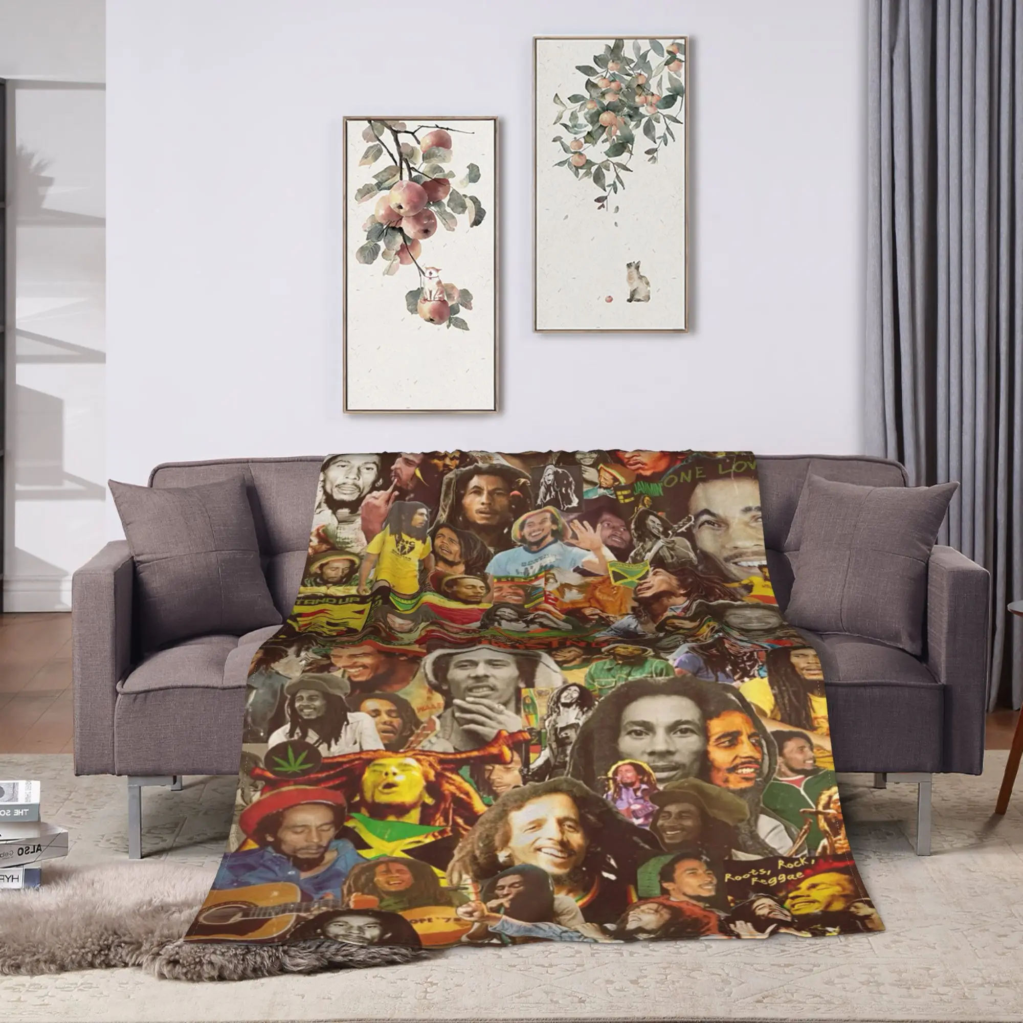 B-Bob M-Marley Singer Soft Cozy Blanket  Graphic Travel Throw Blanket Home Decor Flannel Bedspread Sofa Bed Cover