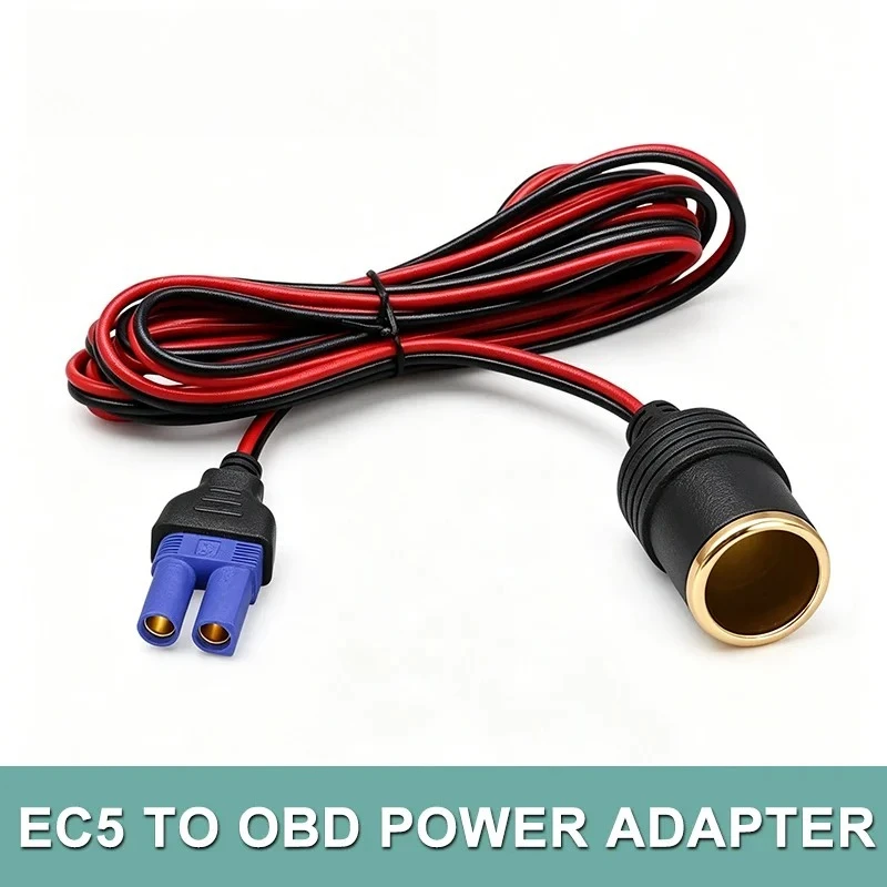24V EC5 to OBD Car Power Cord EC5 Male Female 2.5 Square Multi-function Connector DC 12V 0.3-2 Meters Cigarette Lighter Adapter