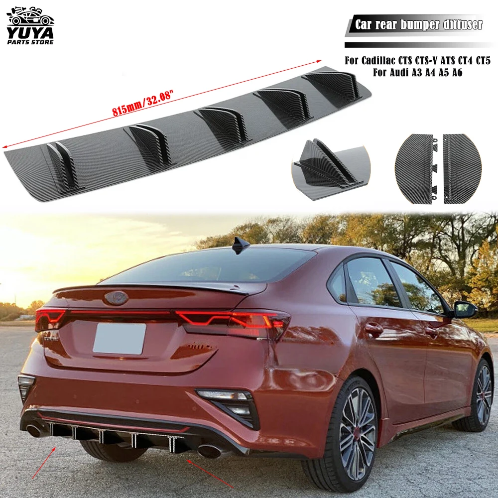 Alerón difusor de parachoques trasero General Motors, difusor de dos etapas, aleta de tiburón, deflector de chasis de 5 alas adecuado para Audi A3 A4 A5 A6