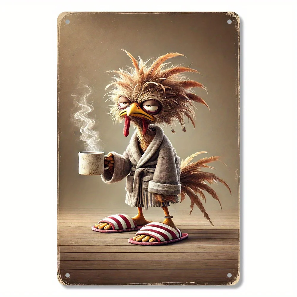 1 قطعة، الديك المتعب، علامة الألومنيوم، ديكور الغرفة، ديكور المنزل، ديكور المطعم، ديكور البار، ديكور المقهى، ديكور المرآب #1