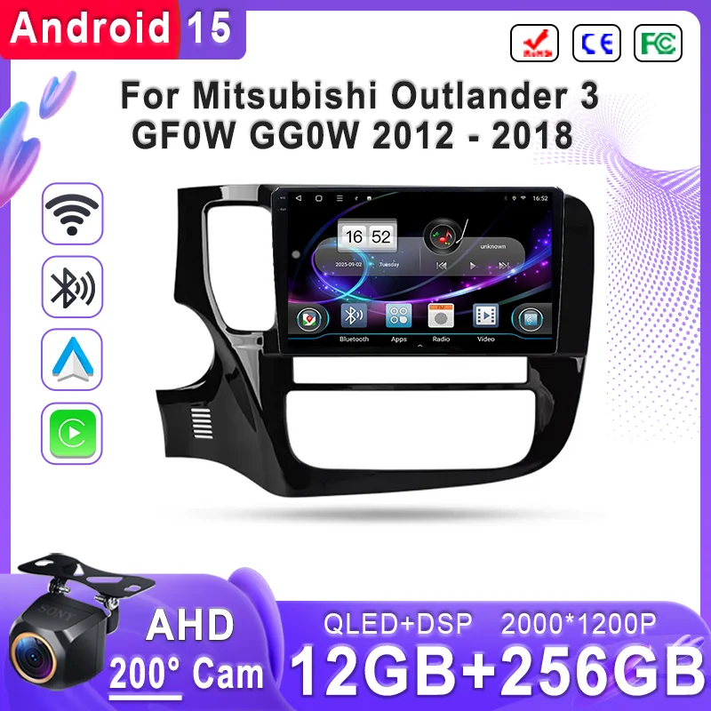 

Android 15 Car Multimedia Navigation Stereo Wifi Plug & Play for Mitsubishi Outlander 3 GF0W GG0W 2012-2018 Left Hand Drive