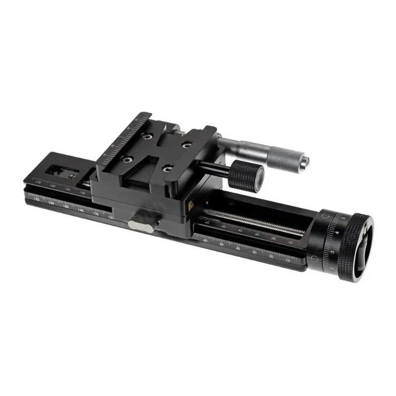 Double Precision Stacked Photography Slide Micrometer Head Micro Trimming Guide Aluminium Alloy 120MM Macro Focusing Rail Slider