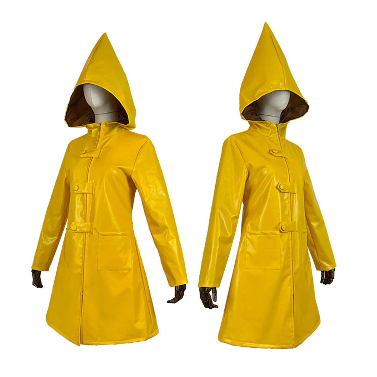 Halloween Nightmares Six Cosplay Costume Yellow Raincoat Coat for Adult Kids Disguised Halloween Stage Party Outfits Pu Leather