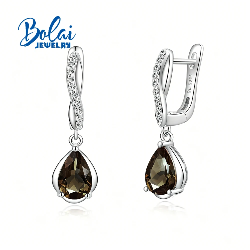 Exquisite 925 Sterling Silver Earrings Natural smoky gemstones Exquisite fine jewelry for party banquet wear