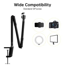 SH Flexible Three-section Metal Desktop Bracket 2kg Load Capacity With Ball Head Long Arm Camera Aluminum Stand