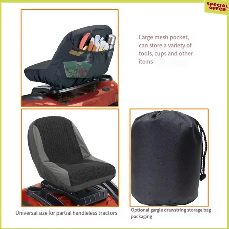 A34r universal cortador de grama tractor assentos capa acolchoada conforto almofada armazenamento bolsa cortador de grama peças reposição acessórios