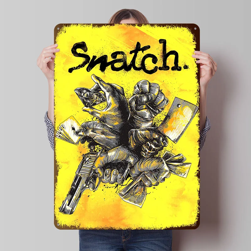 Snatch Movie Poster Customized Vintage Metal Signs Wall Art Retro Tin Plaque for Interior Gaming Room Decoration Cozy Wand Deko