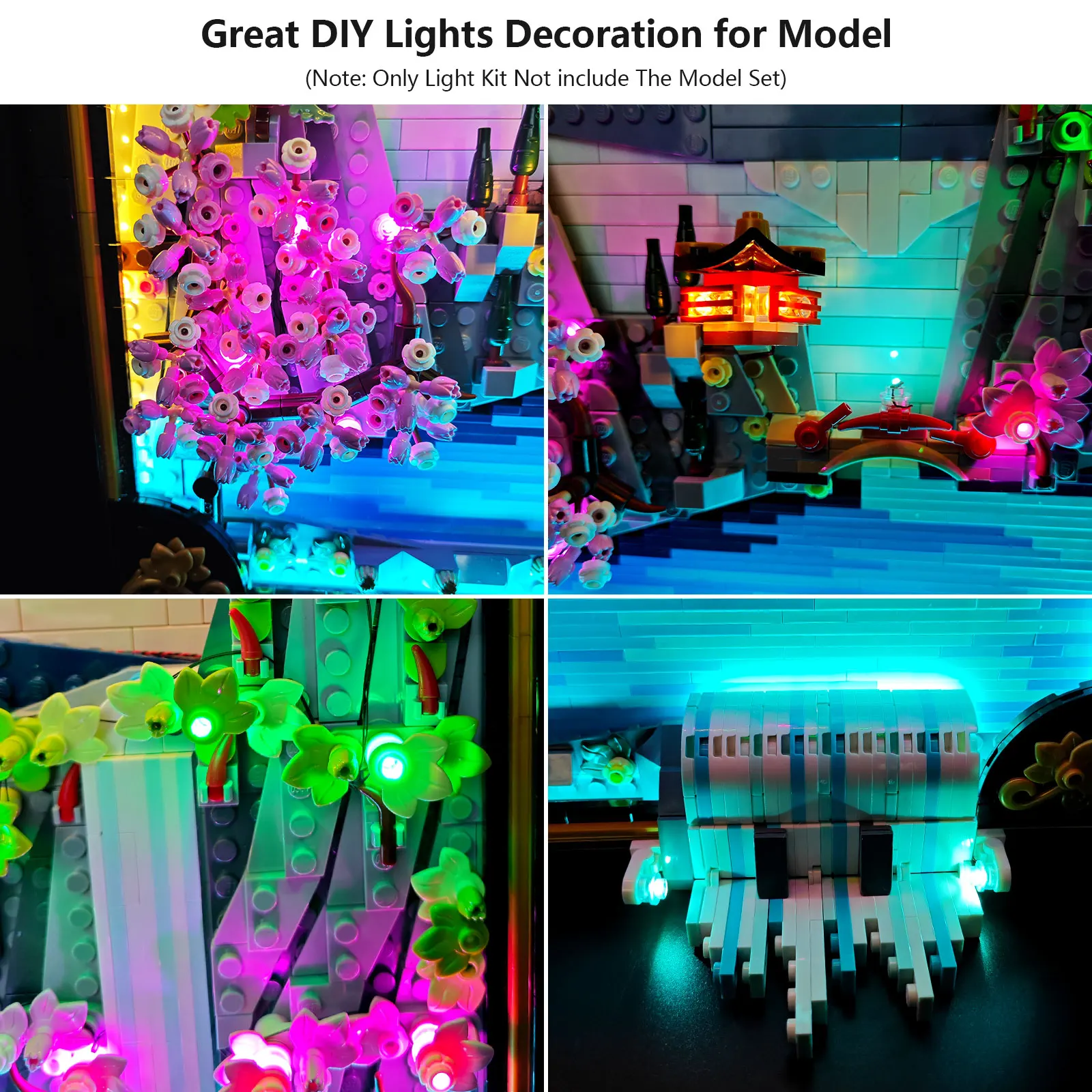 BRIXSPARK LED Lighting Set For Lego 31218, DIY Upgrade Design Japanese Cherry Blossom Landscape, No Bricks Included - view 5