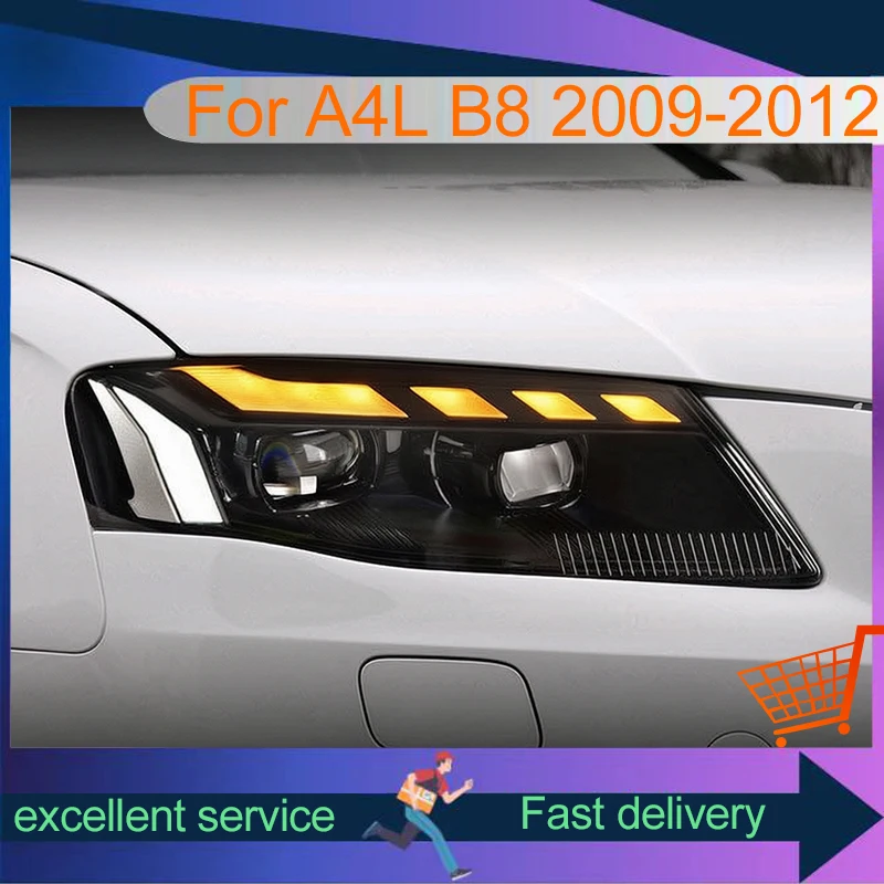 Headlight Styling FOR Audi A4L B8 2009-2012 Upgrade Front Projector Lens DRL Head Lamp LED Bulbs Car Stuff Auto Mobile Accessory