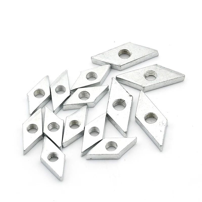 20 قطعة/الوحدة متوازي الجوز M4 M5 M6 M8 الماس المجلفن الزنك مطلي الكربون الصلب كتلة متوافق الجوز لملف الألومنيوم