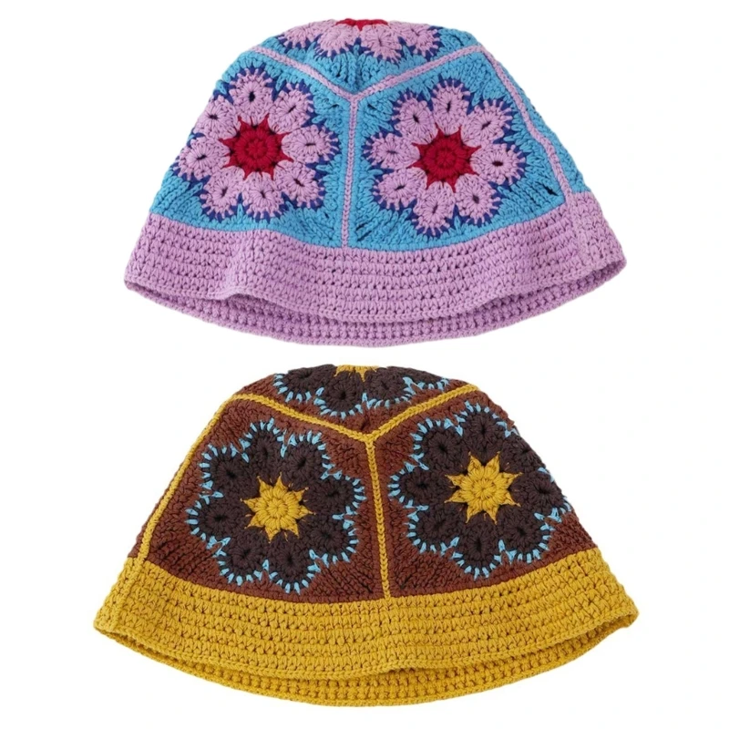 Travel Sun Hat Resort Beach Hat Crochet Bucket Hat Female Streetsnap Flower Hat