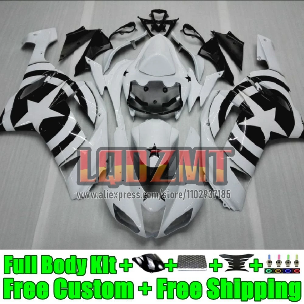 Injection Body For KAWASAKI NINJA ZX-6R ZX636 39No.14 ZX 636 6R 6 R ZX-636 ZX6R 2007 2008 600CC ZX600 07 08 Fairing white stars