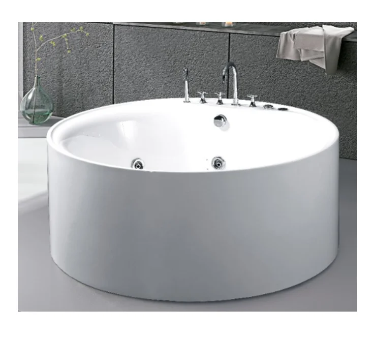 

Fanwin Modern Indoor Freestanding Soaking Whirlpool Bathtub White Acrylic Fiberglass Shape Hot Tub Spa Massage Features Bathroom