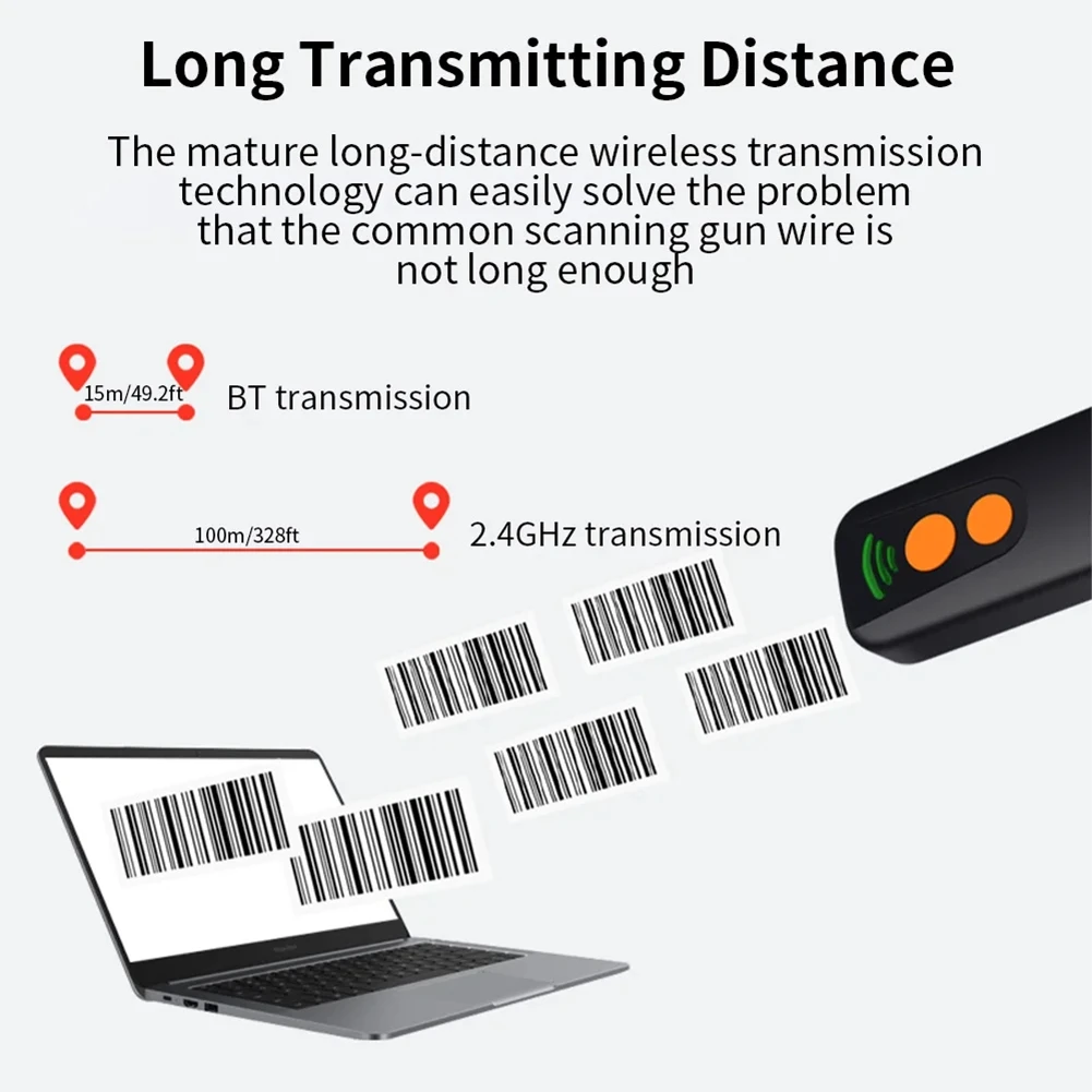 DTD145-HOT-2D 1D QR Barcode Scanner BT & 2.4GHz Wireless & Wired Sound and Vibrator Prompt for Supermarket Retail Library