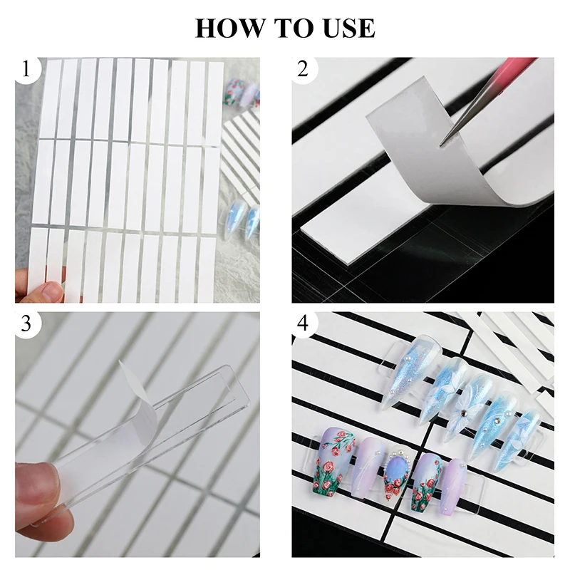 Clear Nail Adhesive Tape False Nails Display Stand Glue Stickers Double-sided Pasted No Cutting Required Manicure Practice Tools