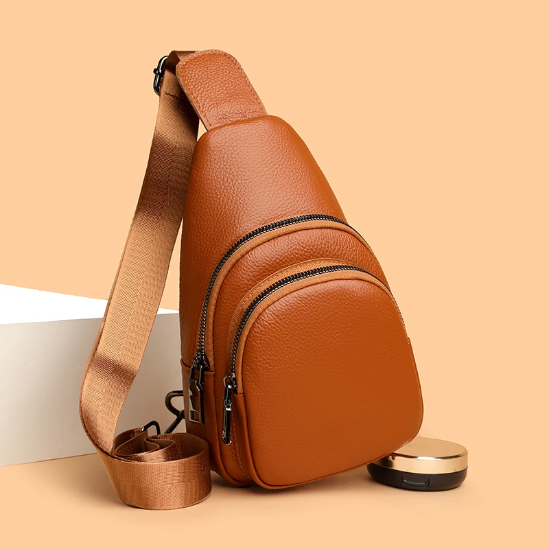 

Женская нагрудная сумка из натуральной кожи, однотонная дизайнерская сумка на ремне из воловьей кожи, сумка через плечо бананка женская