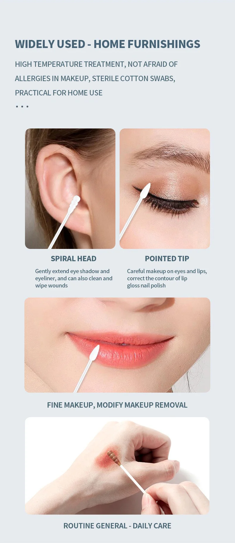 200PCS Einweg Doppel-Headed Baumwolle Tupfer Ohr Reinigung Make-Up Entferner Feine Ohr Graben Löffel Haushalts Artikel – Detail 5