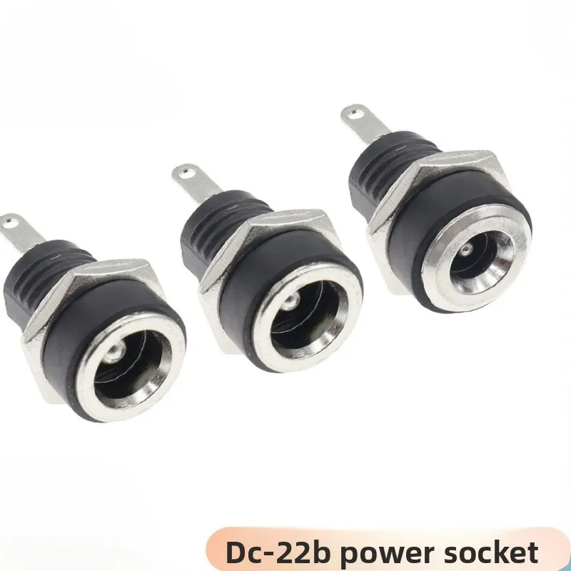 Power female socket DC-022B with nut panel hole installation 5.5 * 2.1 2.5 1.3mm two-legged seat