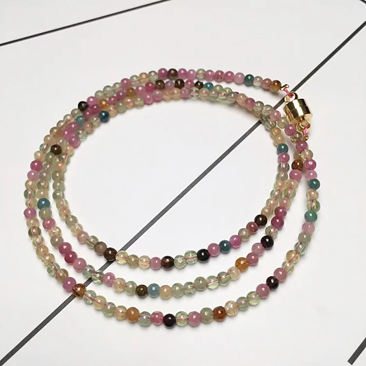 Tourmaline 3 Loops Mala Bracelet Women Stone Can Be Used As Necklace With Blue Tourmaline Women Crystal Jewelry