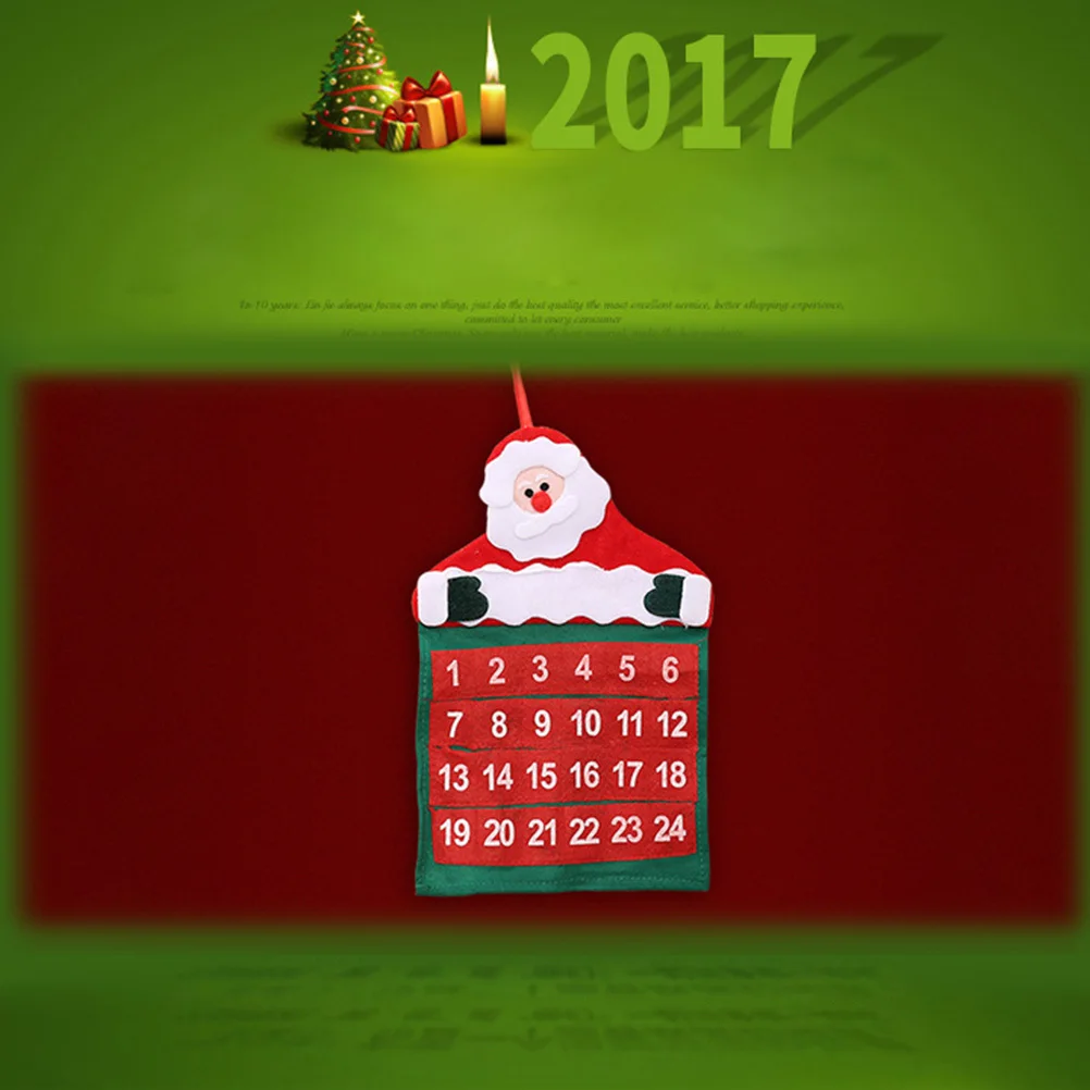 

Santa Claus Christmas Hanging Advent Calendar Non-Woven Fabric Xmas Countdown Calendar Wall Tree Fireplace Decoration