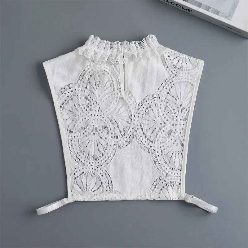 레이스 플로럴 가짜 칼라 여성용 반셔츠 탈부착 가능한 칼라 러플 탈부착 가능한 장식용 칼라 스웨터 액세서리