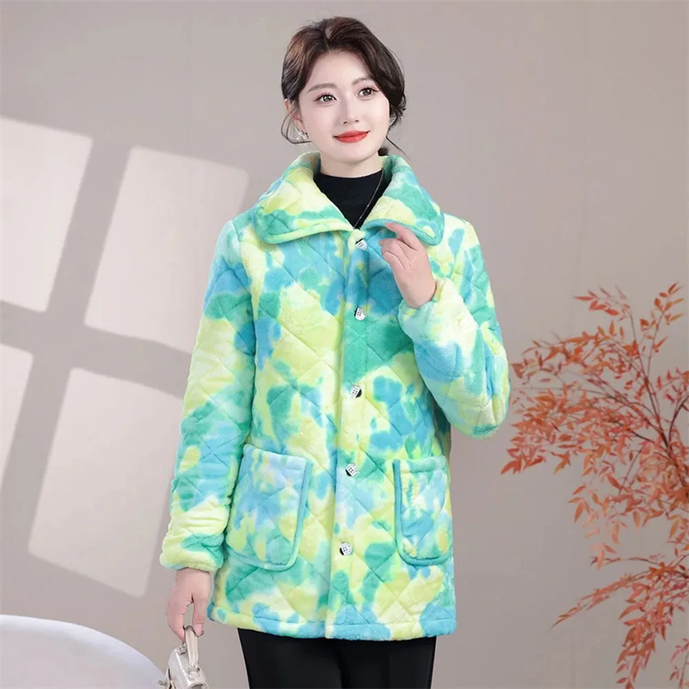 Thick Add Velvet Fashion New Women's Winter Jacket Large Size Home Clothes Cold Protection Warm Cotton Clothes Coat Overcoat