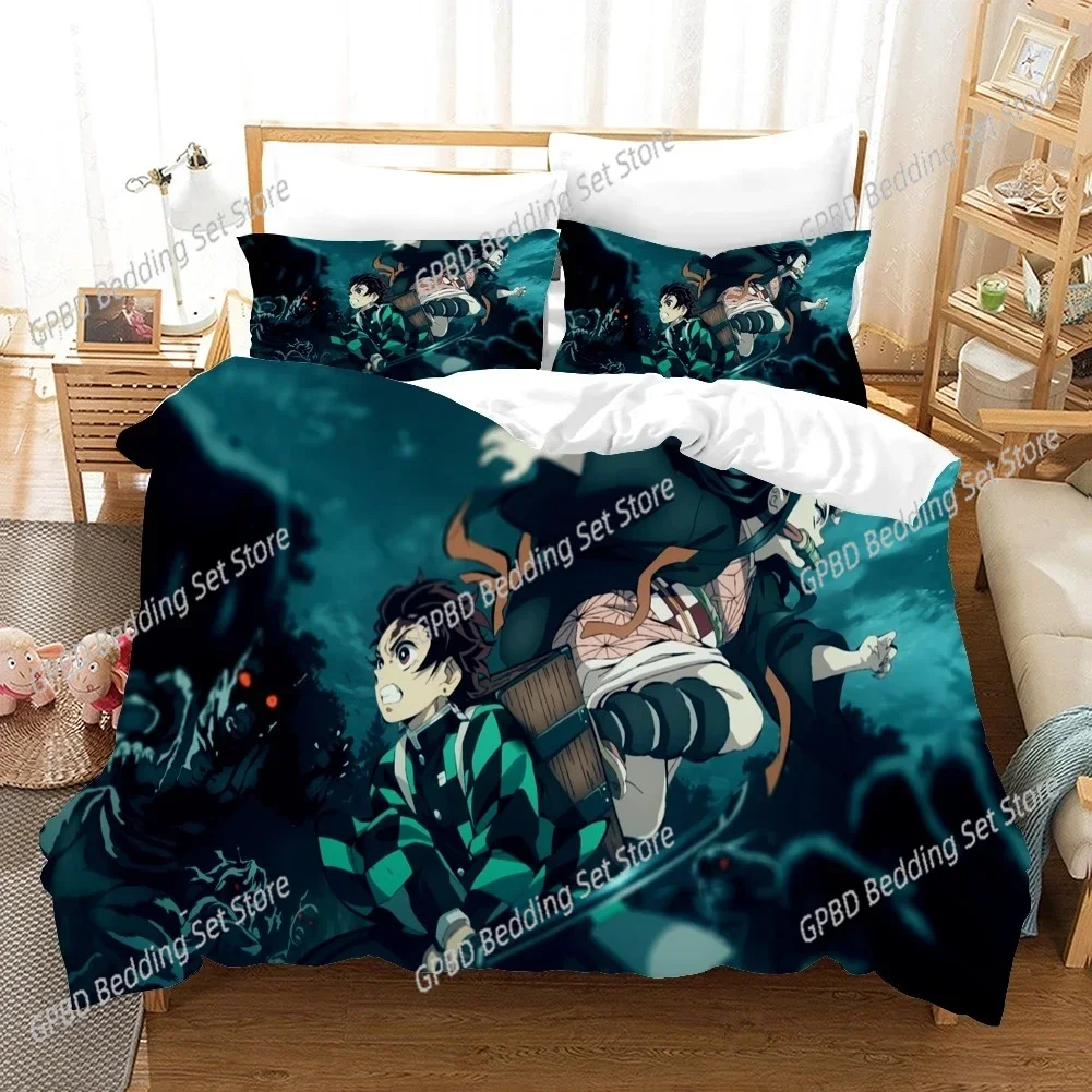 

Fashion 3D Print Anime Ghost Killing Blade Bedding Sets Duvetcover Set With Pillowcase Twin Full Queen King Bed Linen