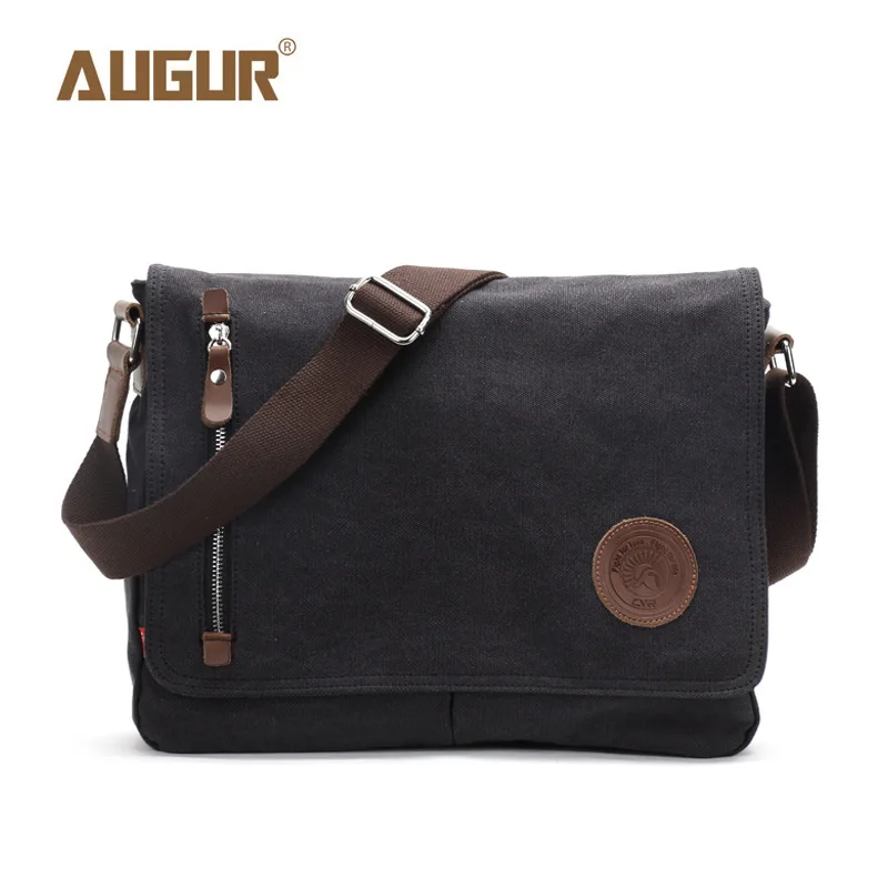 Augur Top quality Canvas Leather Crossbody Bag Men Military Army Vintage Messenger Bags Shoulder Bag Casual Travel school Bags