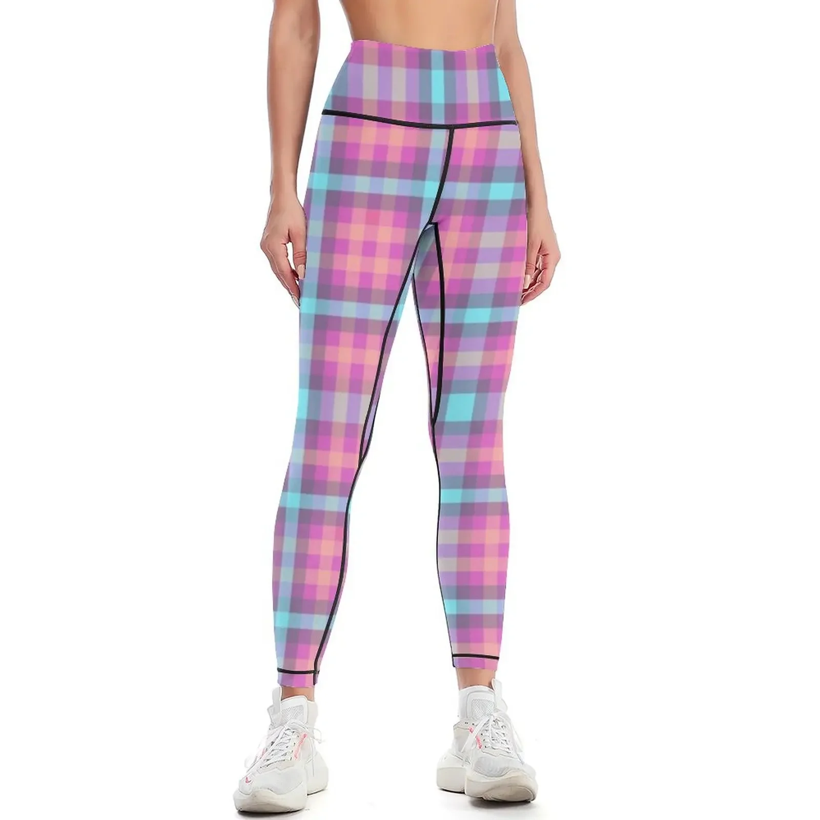

neon space plaid pattern Leggings Sportswear woman gym legging gym Sports pants woman sportswear woman gym 2025 Womens Leggings