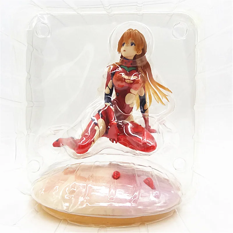 

17cm Anime Eva Asuka Q version sitting posture Action Figure PVC model statue Toys Desk Decor car ornament Collectible Gifts