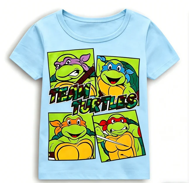 Nick Ninja Turtle Cartoon 100% Cotton T-shirt, A Comfortable and Soft Baby-Sized Top for Children - view 3