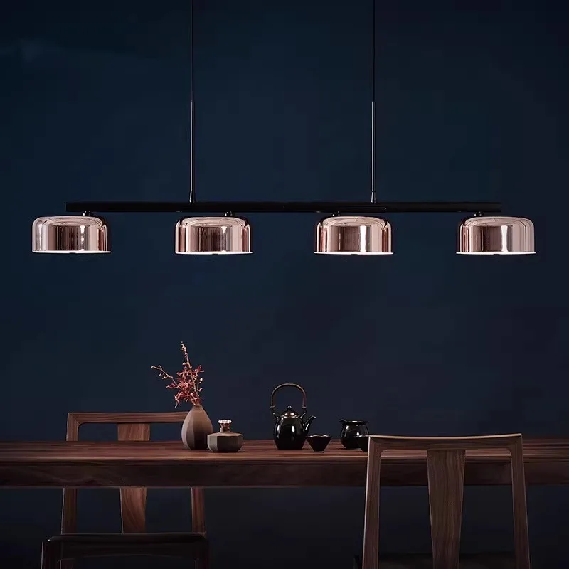 4 Heads Postmodern Rose Gold Dining Room Pendant Light Creative Rotatable Arms Italy Designer Hanging Lamp With Led Bulbs
